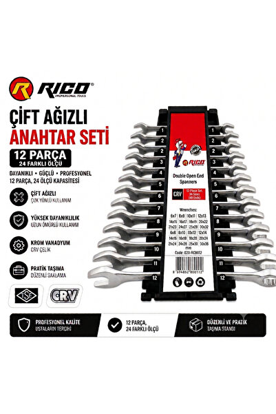 Rico 12 Parça Düz Açık Ağız Anahtar Takımı Seti 6x32mm