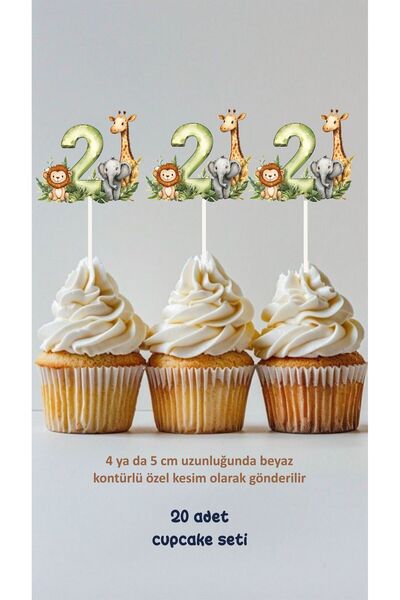 Sinek Kupası Tasarım Three Year Old Safari Themed Cupcake Decoration Cake Dec...