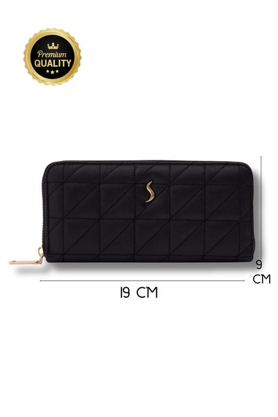 Santini Collection Clutch Çanta Kadın El Çantası Portföy Fermuarlı Abiye Siya...