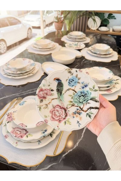Onedekor 24 Parça 6 Kişilik Porselen Yemek takımı Velour Mirella