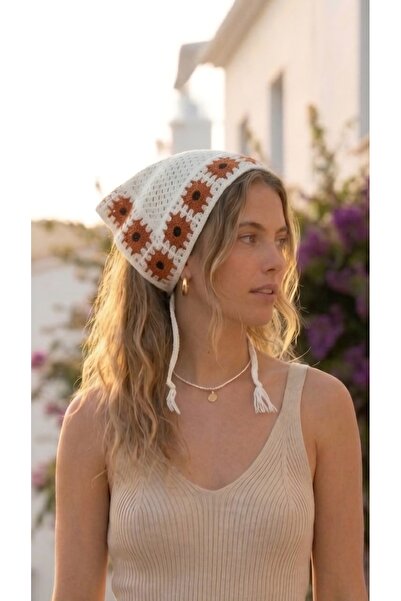 destini Women's Knitted Bandana Hair Bandana Waist Bandana Granny Square Bandana