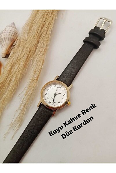 Brality Minimal Vintage New Season Gold Color Case, White Color Dial, Dark Br...