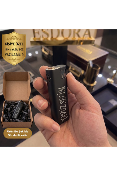 YURJET Kişiye Özel İsim Yazılı Metal Çakmak - Lazer İşlemeli Hediye Çakmak