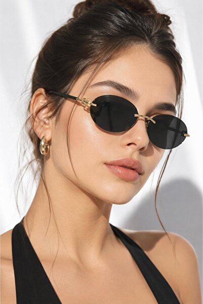 Nilu Moda İkonik Tasarım | Şık Gold Detaylı UV400 Güneş Gözlüğü
