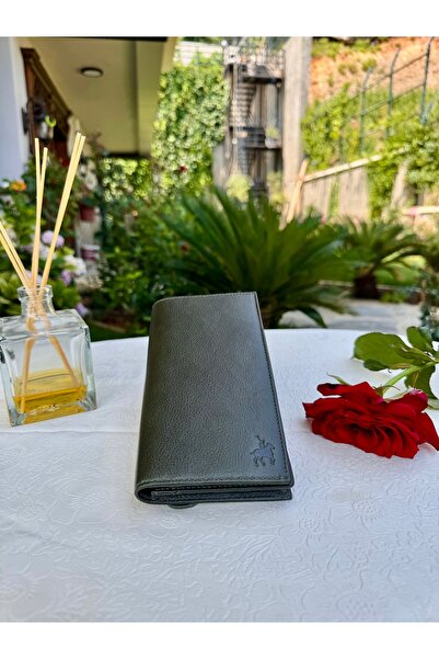 SEVED STUDIO HAKİKİ DERİ YEŞİL 3 GÖZLÜ 1 TELEFON BÖLMELİ 10 KARTLI EL CÜZDANI