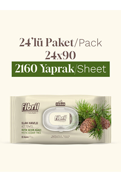 Fibril Mistik Sedir Ağacı Kokulu Islak Havlu 24 Paket 2160 Yaprak
