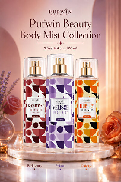 Pufwin Beauty 3 Adet Body Mist Set 200 ml Gün Boyu Kalıcı Kadın Vücut Spreyi