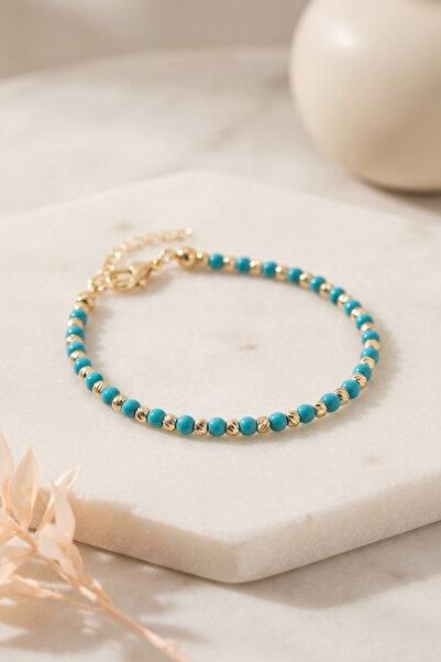 Elika Silver Turquoise Stone Dorika Bulk Gold Bracelet