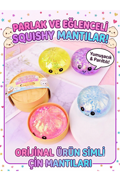 ÖZ OFİS Büyük Boy Simli Parlak Çin Mantısı Dumpling Squishy Sürpriz Renkli - ...