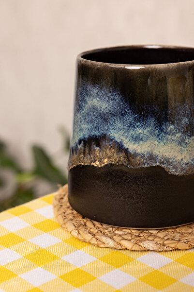 Mions North El Yapımı Stoneware Premium - Mavi/Siyah Kahve & Çay Kupası