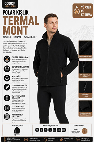 OIL COMPANY Black Thermal Fleece Coat Unisex