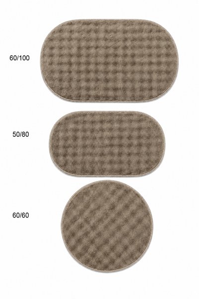 Lionhome Bubble Embossed Bath Rug Washable Color Mink Set of 3 Non-Slip Base Without Fringe 60X60(Round) 50X80(Oval) 60X100(Oval)