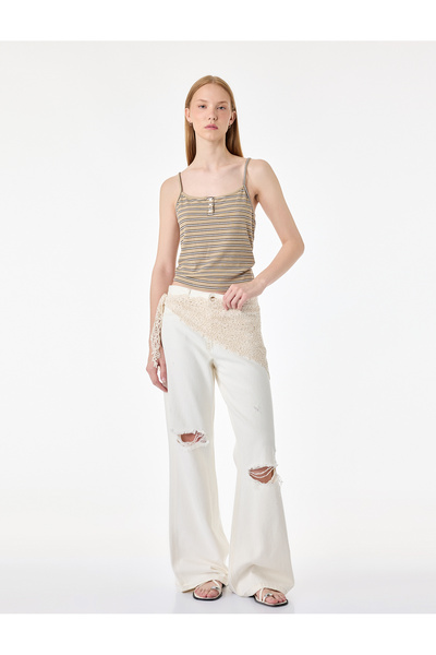 Koton Striped Thin Strap Camisole Blouse