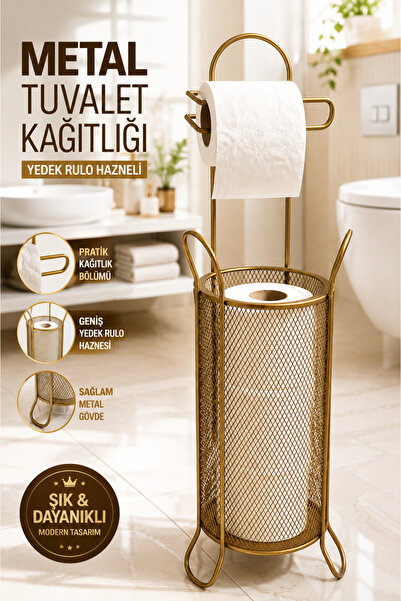 ANGDESİGN AngDesign Μεταλλική θήκη για ρολό τουαλέτας με καλάθι-αντίκα