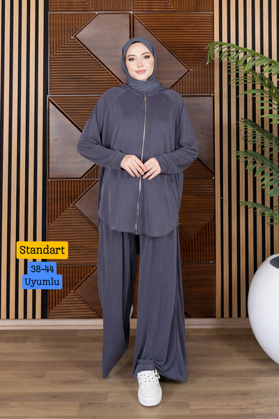 Mogi Butik Women's Modal Pique Fabric Hooded Kangaroo Pocket Hijab Set 3213 S...