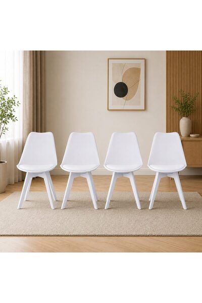 Artool Set 4 scaune de bucătărie/living, Artool, Mark, PP alb, picioare albe,...