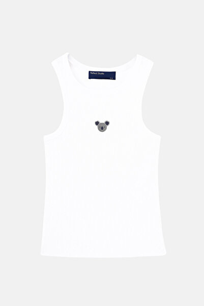 Reflect Studio Koala Ribana Halter Neck Tank Top - White