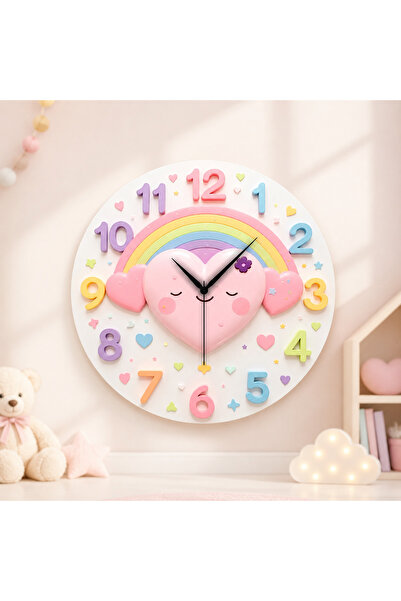 AA Shop Renkli Baskı Kalp Çocuk Desenli Sayılı Yılbaşı Hediyelik Ahşap Sessiz...