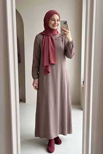 Juliet Deluxe Women's Plus Size Woven Viscose Fabric Long Sleeve Hijab Dress ...