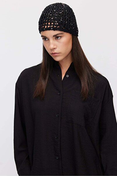 PAULMARK Women's Sequin Detailed Knitted Mesh Hat
