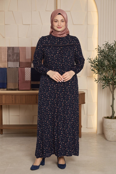Juliet Deluxe فستان نسائي كبير الحجم من قماش الفيسكون المنسوج بأكمام طويلة وح...