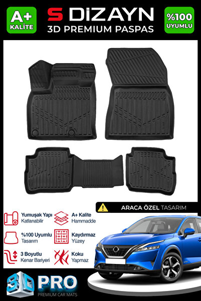 S Dizayn S-Dizayn Nissan Qashqai E-Power 3D Pro Havuzlu Paspas 2021-2024 A+ K...