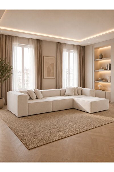 ERİZA Relax Soft 4 Modül Köşe Takımı (kırık Beyaz) Keten 10