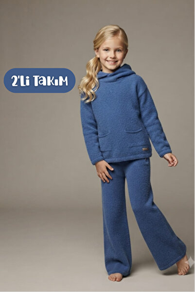 Hilal Akıncı Kids Hanorac cu glugă și buzunar pentru fete Tricoturi Pantaloni...