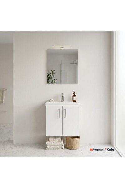 KALE Noah Beyaz 55 cm Alt Dolap, Lavabo ve Ayna Seti