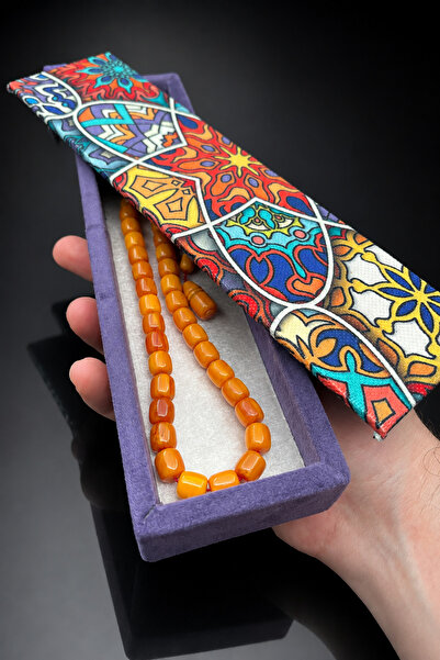Cemhan Göksal خرز تسبيح من العنبر الأصفر المضغوط من هارلي، مقاس 8x9 مم، مع شر...