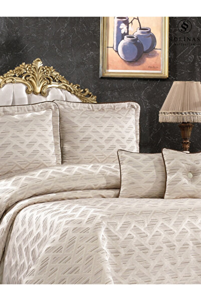 Solinas Collection Lorenza Krem – Vizon Çift Kişilik Çeyizlik Yatak Örtüsü