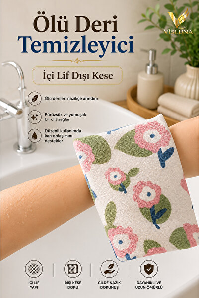 VİSLUNA 2'Li Mikrofiber Banyo Duş Kesesi Eldiveni Ölü Deri Temizleyici İçi Lif Dışı Kese Karışık Renk