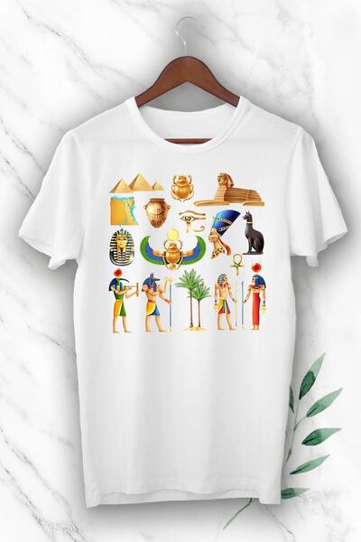 perseusshopping Μπλουζάκι Unisex White Mythology Ancient Egypt Printed T-shirt