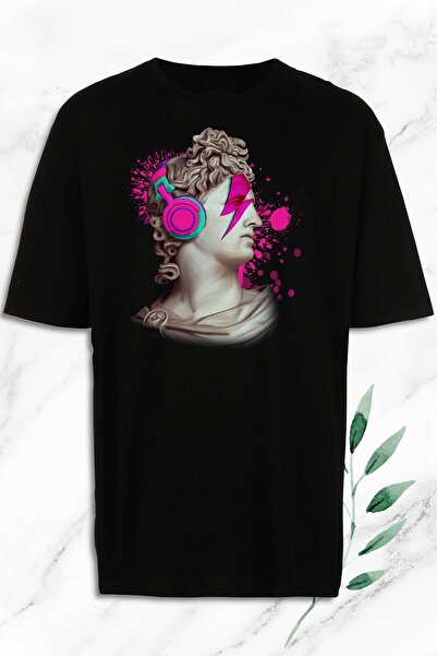 perseusshopping Μπλουζάκι Unisex Μαύρο Oversize με στάμπα Mythology Sculpture