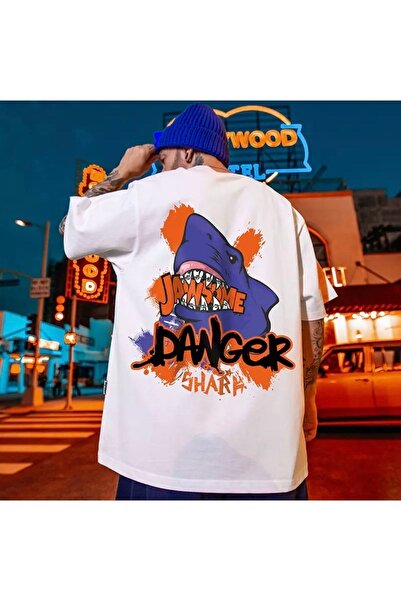 TROVE Hip Hop muška odjeća T-shirt - prilagođeni dizajn, Danger Shark leđa Št...