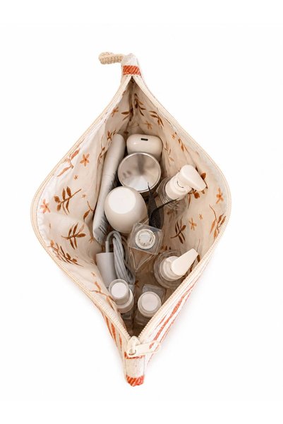 NUNA'S Atelier Mercan |   Linen Makeup & Travel Bag |   Lined Zippered Organizer (27X17 cm)