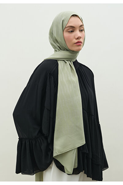 Freshscarfs Nara Pamuk Floş Jakarlı Şal Mint Yeşili