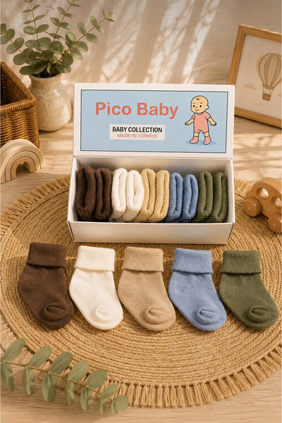 Pico Baby Organic Cotton Unisex 5-Piece Boxed Premium Newborn Baby Socks