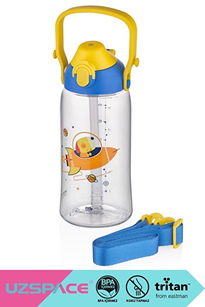 Uzspace 730ml  Askılı Kulplu Pipetli/pipetsiz Kullanım Tritan Çocuk Su Matarası