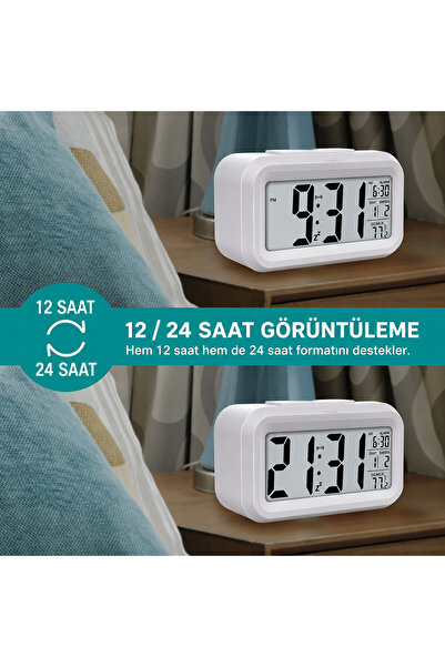 Micron Lcd Işıklı Sensörlü Termometreli Alarmlı Dijital Masa Saati