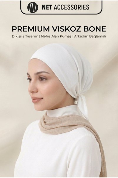 Net Tekstil Bonetă albă pentru femei, fără cusături, practică, din viscoză