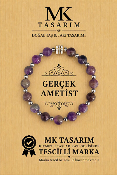 MK tasarım حجر الجمشت الحقيقي - سوار من اللؤلؤ - MKT.1.101.36 - الأحجار ذات ل...