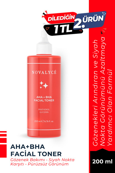 Novalyce AHA BHA Tonik 200 ml | Siyah Nokta Görünümü Karşıtı, Gözenek Bakımı