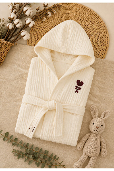 Mummys Love Girl Boy Baby Kids Bathrobe Muslin Fabric Soft Bathrobe with Belt