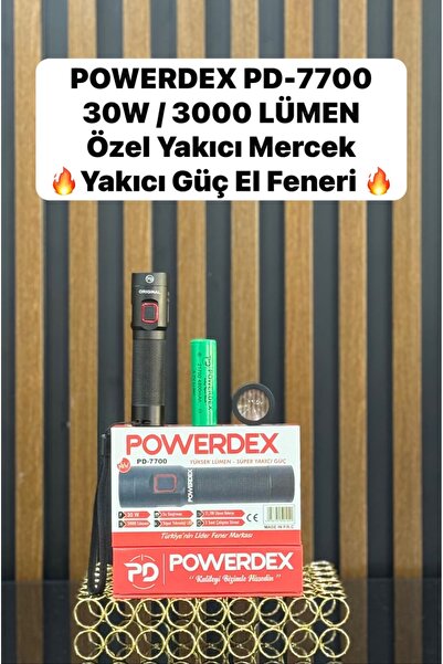 powerdex pd-7700 30w-3000 lümen su geçirmez süper yakıcı güç el feneri