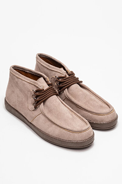 by selvi Lukka Shoes Amy Men's Beige Suede Lace-Up Golf Shoes Boots