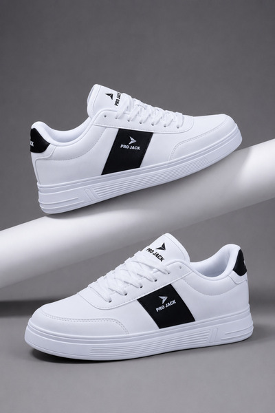 PRO JACK Beyaz Siyah Günlük Ortepedik Sneaker Erkek Spor Ayakkabı - PJ732