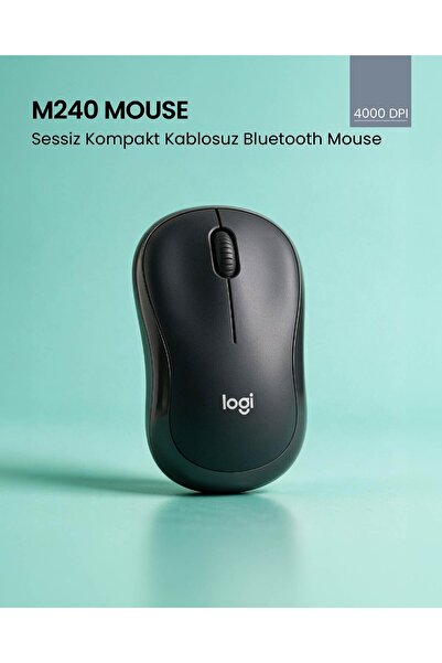 logitech M240 Sessiz Kompakt Kablosuz Bluetooth Mouse, Siyah 910-007119