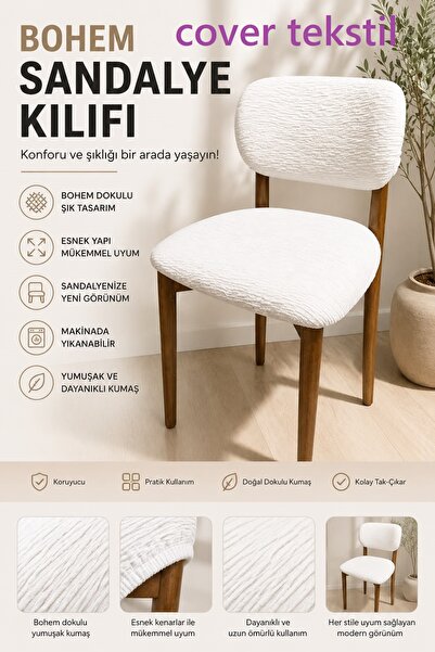 COVER TEKSTİL Bohem yeni model sandalyesi kılıfı jakar
