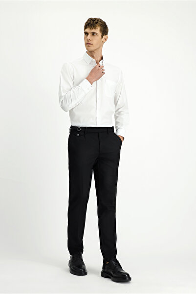 Kiğılı 7 Drop Slim Fit Dar Kesim Likralı Desenli Tokalı Pileli Klasik Kumaş P...